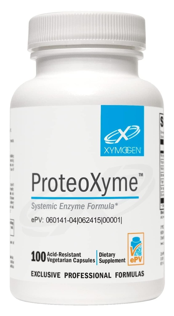 XYMOGEN ProteoXyme - Pancreatic Enzymes, Serrapeptase, Rutin, Papain & Bromelain - 设计支持组织完整性和健康免疫系统平衡(100酸-resistant Capsules)