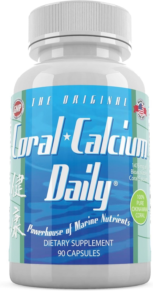 每日健康、珊瑚钙纯冲绳 -- -- 附有72种痕量矿物的海洋 -- -- 1475mg,90种蔬菜罐头(1个月供应)