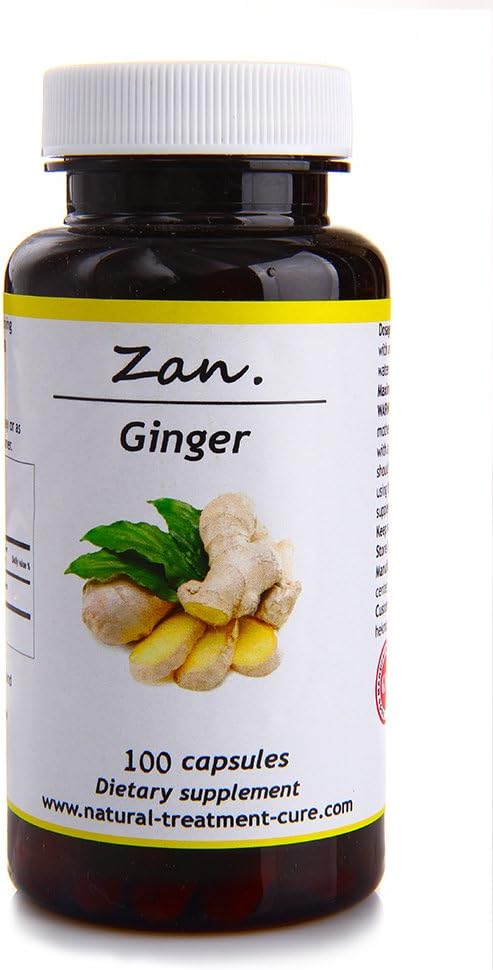 赫克玛中心 纯姜根 - Zingiber Officinalis - 100 Capsules 减少恶心 - Vegan