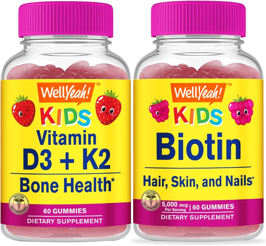 维他命D3+K2 儿童+生物锡 儿童,Gummys Bundle - 大品尝,维他命补充,Gluten Free, GMO Free, Chewable Gummy