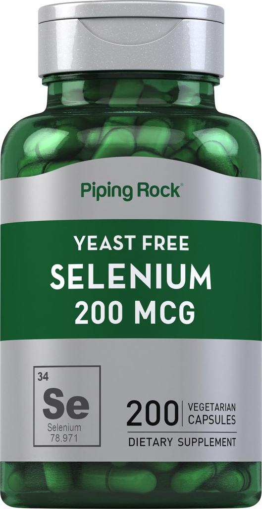 管道岩石 Yeast 自由硒 200 mcg → 200 Capsules → 蔬菜补充 → Non-GMO, Gluten 自由公式