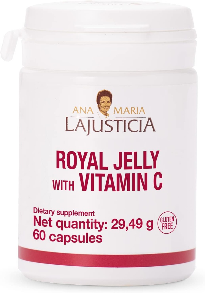 ANAMARIA LAJUSTICIA - 皇家Jelly 配有维生素C - 60 Capsules乳品和Gluten Free. 蔬菜友好. 完美促进血管健康。