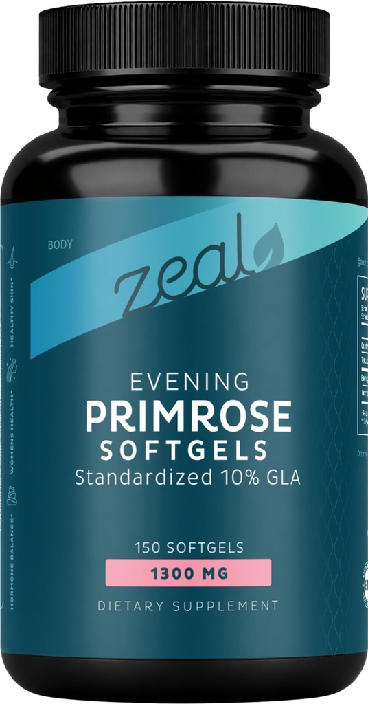 晚间Primrose Oil Capsules(150 液态软胶 | 1300mg) Premium Evening Primrose Oil – 自然来源的Hormone 支持女性补充 - Cold pressed w.10% GLA