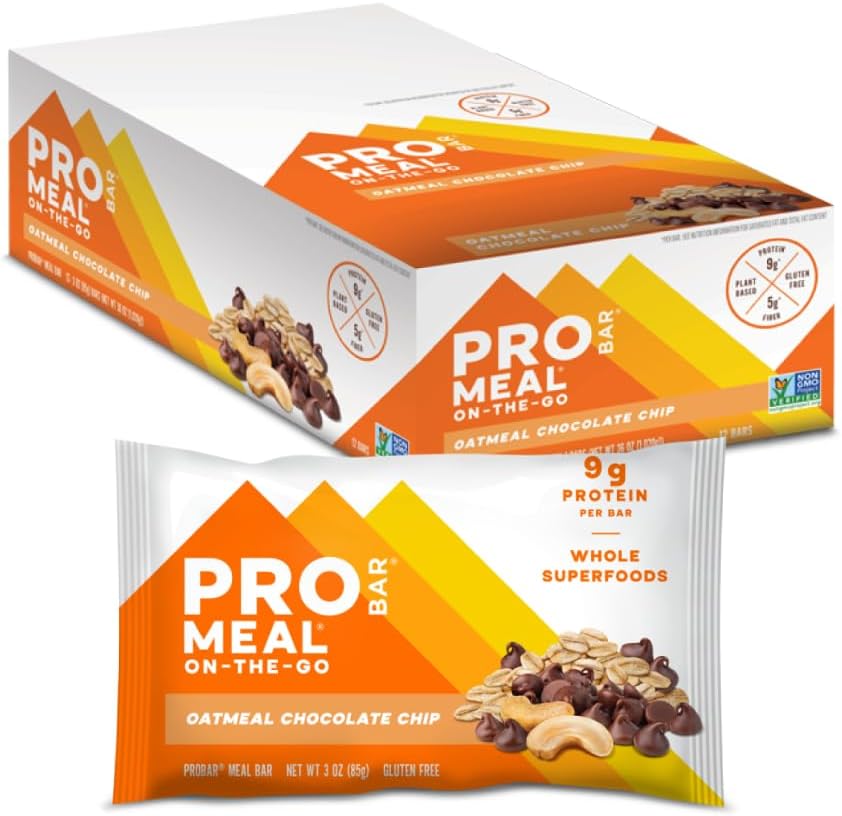 PROBAR - 美食酒吧、燕麦巧克力片、非GMO、无葡萄糖、健康、植物、全食品、自然能源(12个计数)