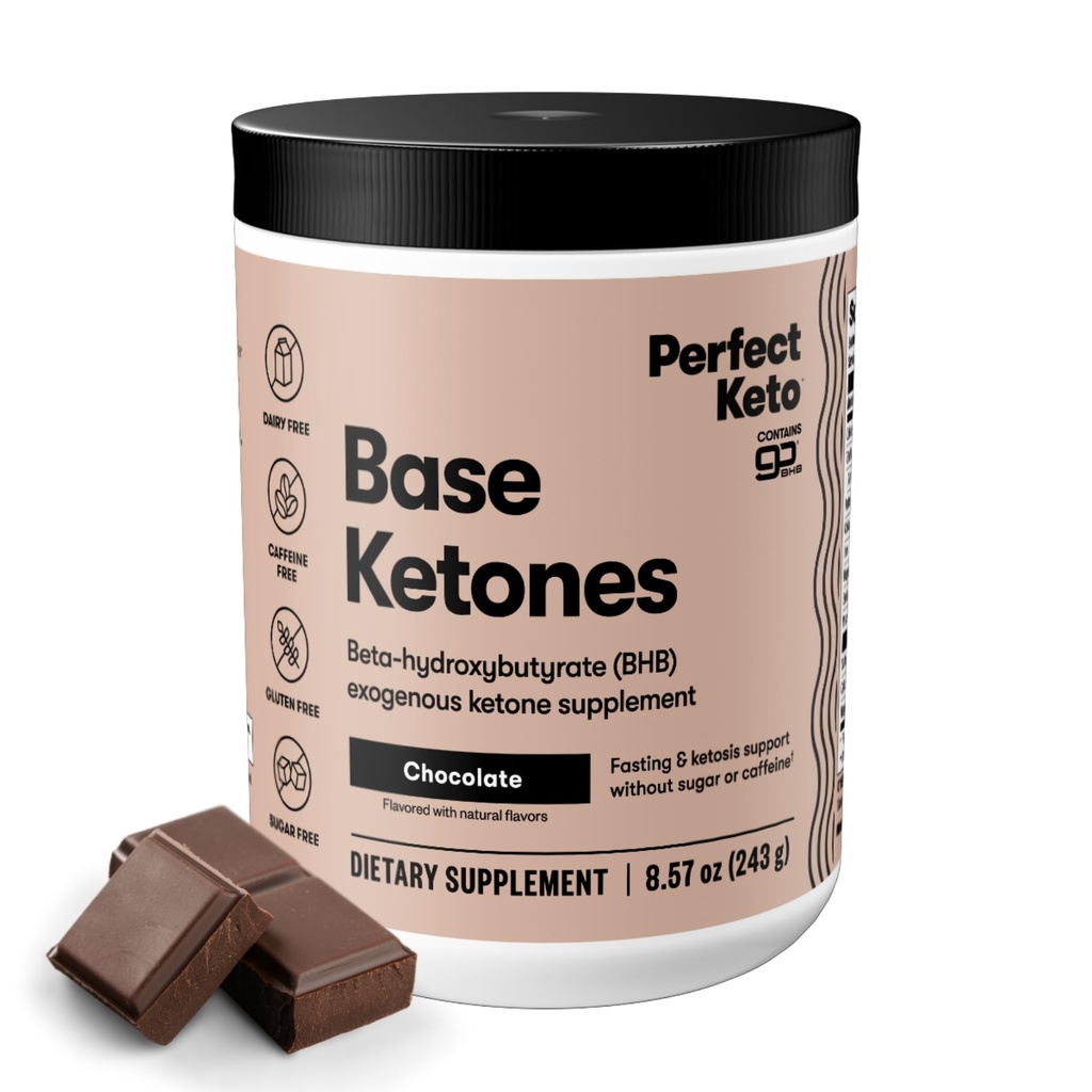 完美 Keto Exenorne Ketones Powder, BHB 用于 Ketosis 和 Fasting 支持的盐, 用于水解的电解质, 咖啡因自由能源,巧克力, 8.57 oz