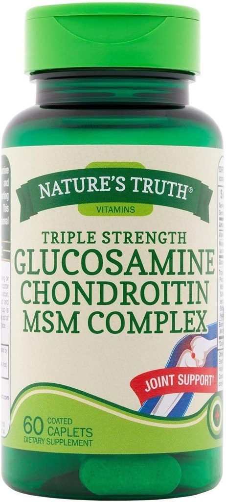 自然真理三重力量 Glucosamine Chondroitin MSM 复合饮食补充 - 60个加合卡片,包2