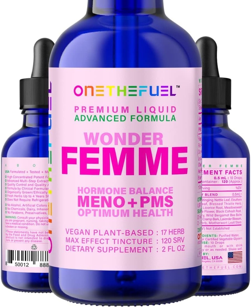 Wonder Femme Planet-Hormone 平衡绝经热闪电救护 100%自然17种草药女性雌激素健康补充 董奎维特克斯+快速吸附Tincture 2 oz. 液体