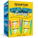 量子能源广场 - 带有咖啡因 & 10g蛋白的能源酒吧, Go上的健康小吃 - Vegan, Gluten - Free, Soy & Dairy - Free - Variety 4-Pack