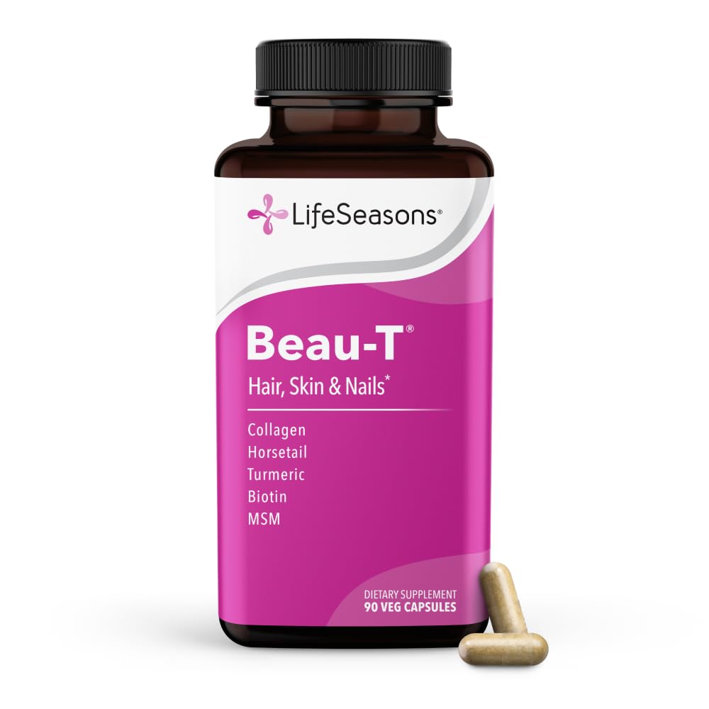 LifeSeasons Beau-T - 头发,钉子和皮肤护理补充品 - 促进健康的头发和钉子生长 - 支持清晰的皮肤和战斗 Acne - 钉子强化剂 - 包含 Biotin Collagen Turmeric - 90 Capsules