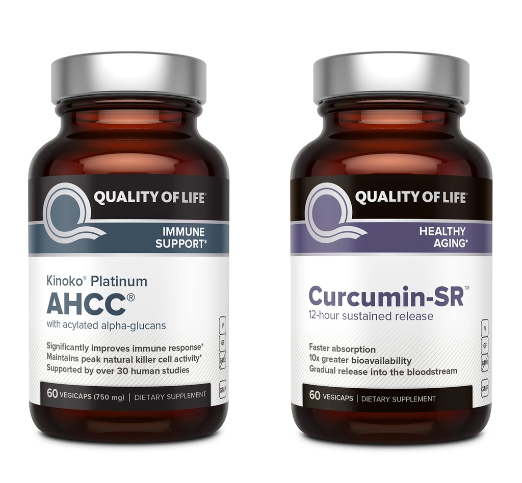 Kinoko Platinum AHCC 蘑菇提取器和微活性Curcumin SR - Immune Bundle