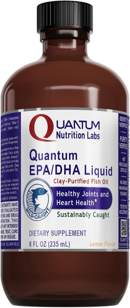 量子营养实验室 EPA/DHA液体 -- -- Omega 3鱼油液体、Omega 3鱼油补充剂,成人、联合、心脏和脑健康支助 -- -- 8 Fl Oz 瓶