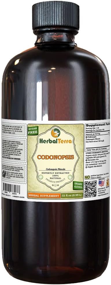 codonopsis (Codonopsis Pilosula) 叮当,有机干根液体提取物(Brand name: Herbalterra, Proudly in USA) 32 f.oz (0.95 l)