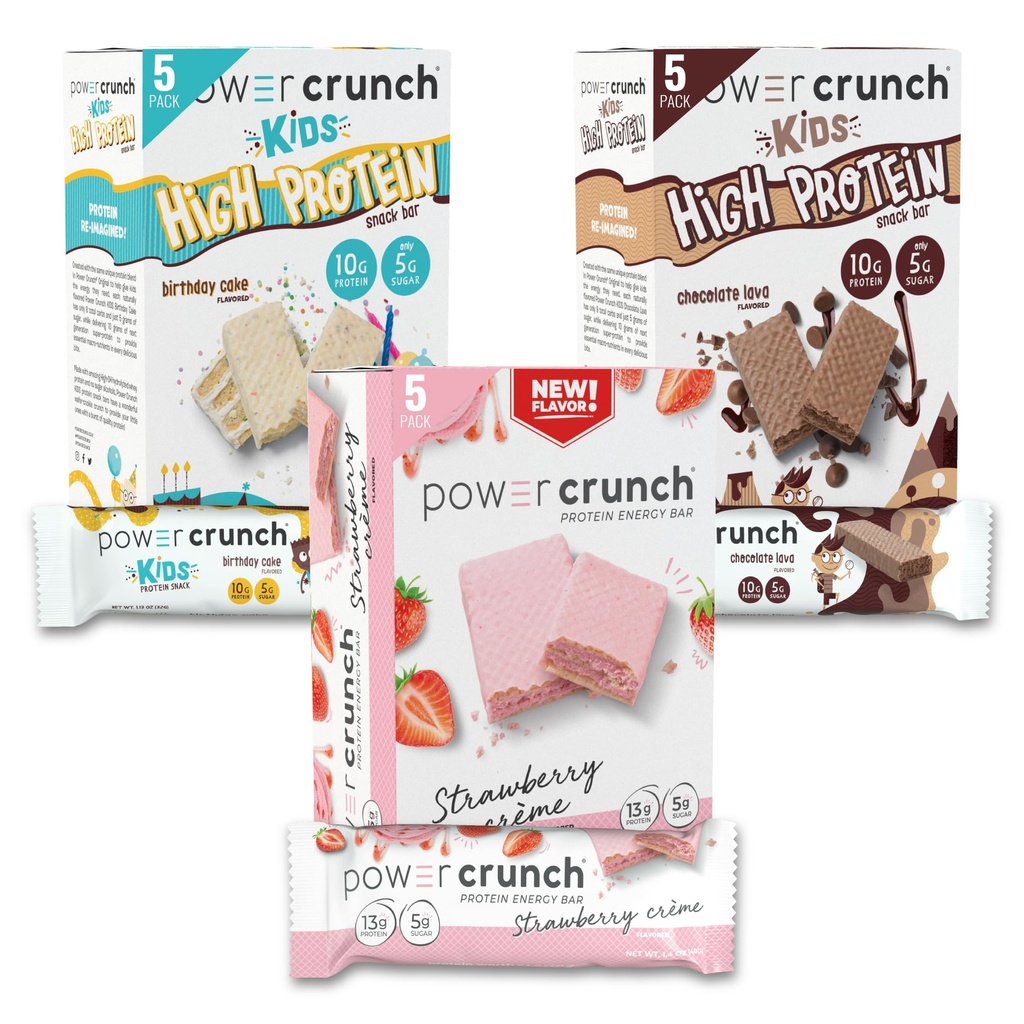 Power Crunch Protein Wafer Bars and Power Crunch KIDS Protein Bars, Variety Pack, (15 Counter) 具有美味味的高蛋白薄饼