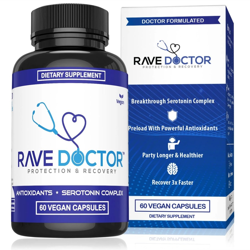 Rave Doctor 5 HTP 补充剂 - 节日运动者必需的Rave 维生素,Rave 附加品,节日基本品,节日基本品,节日基本品,5htp 补编