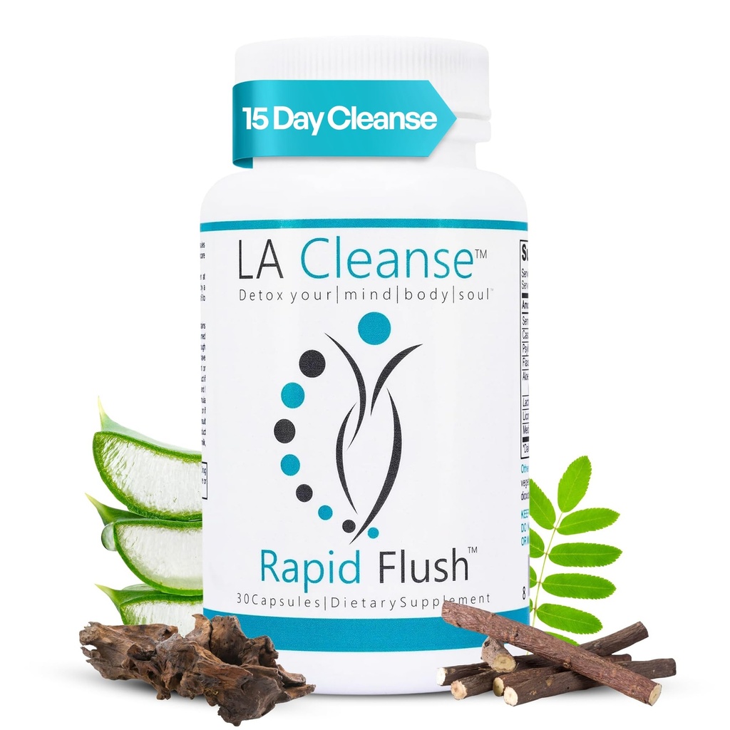 15日清扫与戒毒 - 快速Flush 15日清扫戒毒,Colon清扫,Colon Broom Gut支持 - 与Cascara Sagrada,Senna Leaf,Psyllium Husk - Capsules 30 Counter 加强消化