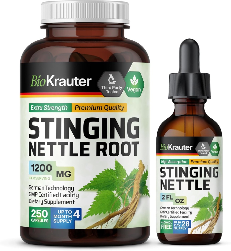 BIO KRAUTER Sting Nettle 250 Capsules & Stinging Nettle Tincture 2 Fl. Oz. (原始内容存档于2017-03-09).