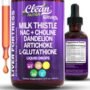 纯净营养物 牛奶 硝酸甘油 NAC Liver Cleanse Detox & 维修 补充 Liver 支持液滴 配有 Dandelion 提取剂, Artichoke, Chanca Piedra, Choline, L-Glutathione, Burdock, Schisandra