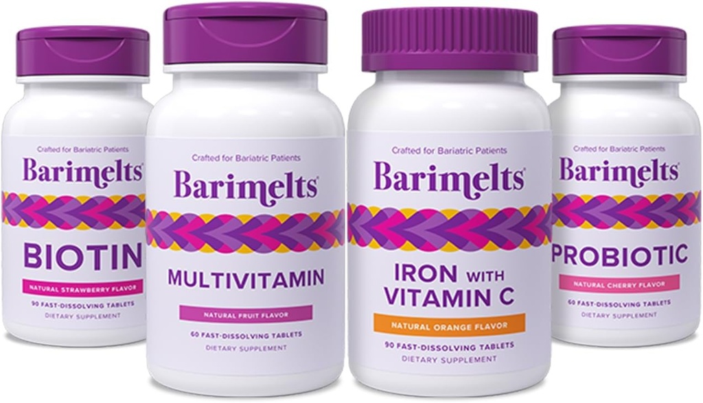 BariMelts 完整的后巴氏外科手术包 - 多维他明, 含维生素C的铁, Biotin, 和亲生药物