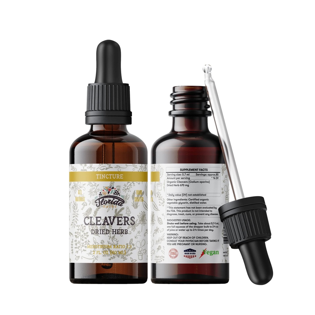 Cleavers叮当、有机Cleavers提取、Cleavers Drops(甘油酸)干草