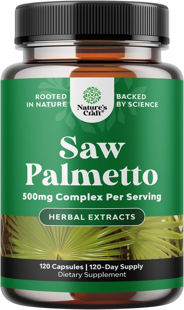 Natures Extra Strift Saw Palmetto 提取器 - 高级Palmetto 女性和男性头发健康及尿道支持 Plant Sterols & Flavonoids - Potent Herbal 补编 120 Capsules