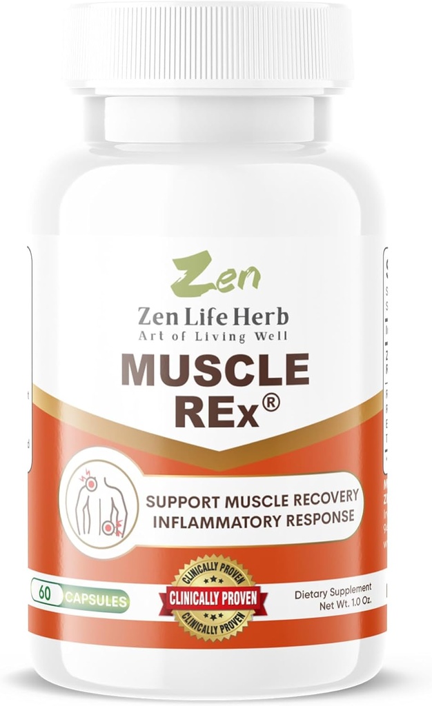 ZEN LIFE HERB 肌肉REx - 联合,肌肉和神经支持 - 放松Aches和慢性不适植物补充(60 Capsules)