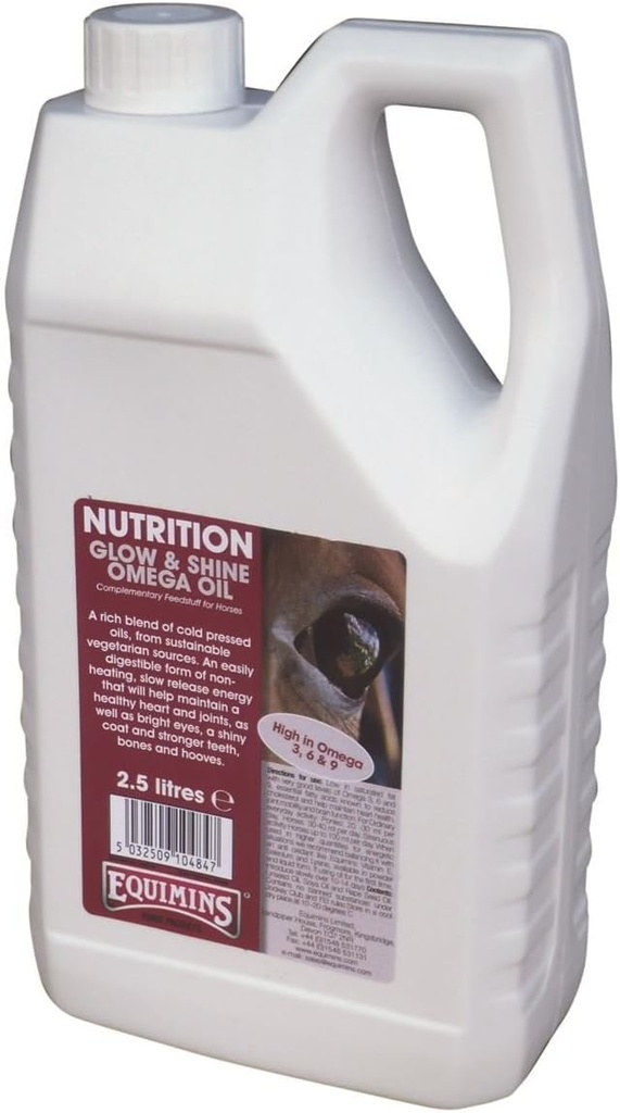Glow and Shine Omega Oil, Equimins, 马营养和补充品, 2.5L