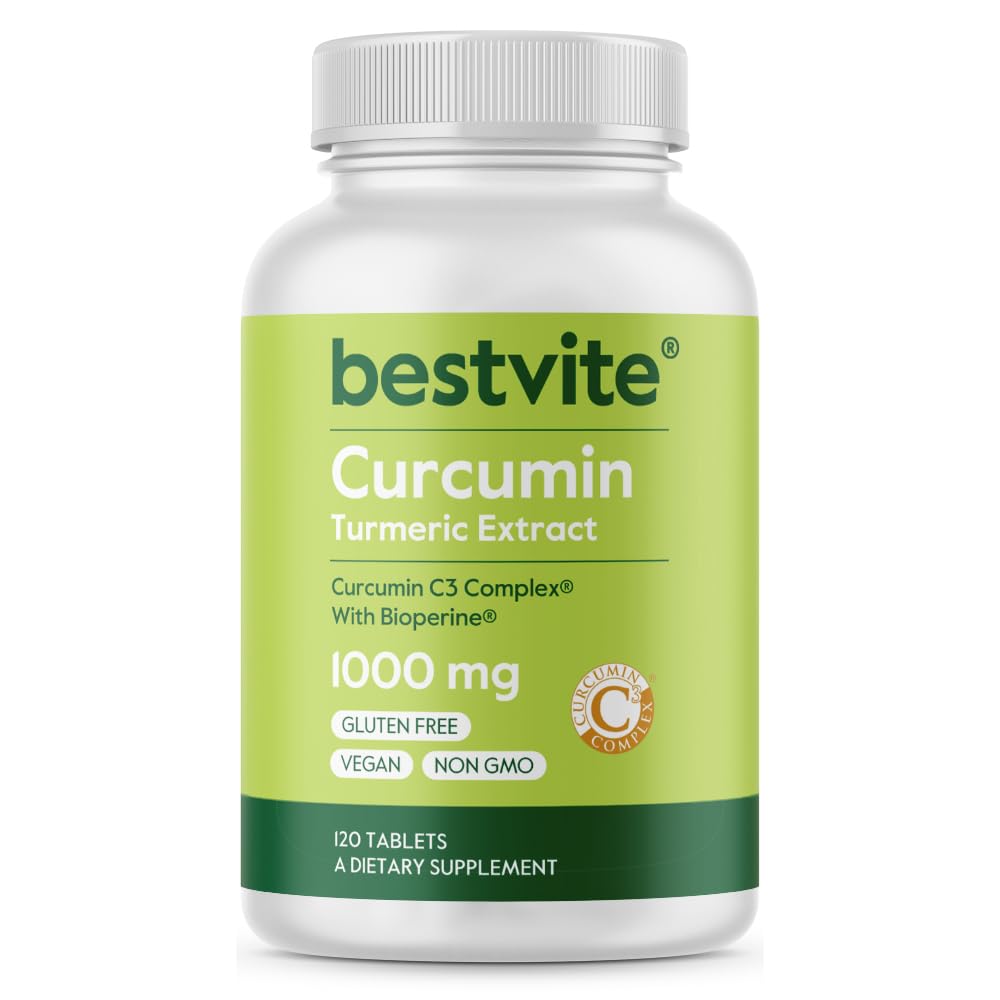 Curcumin 1000mg(毒性)(120平方块) 用Crucumin C3 复合物和生物丙烯制成 - 标准化到95% Crucuminoids - Vegan
