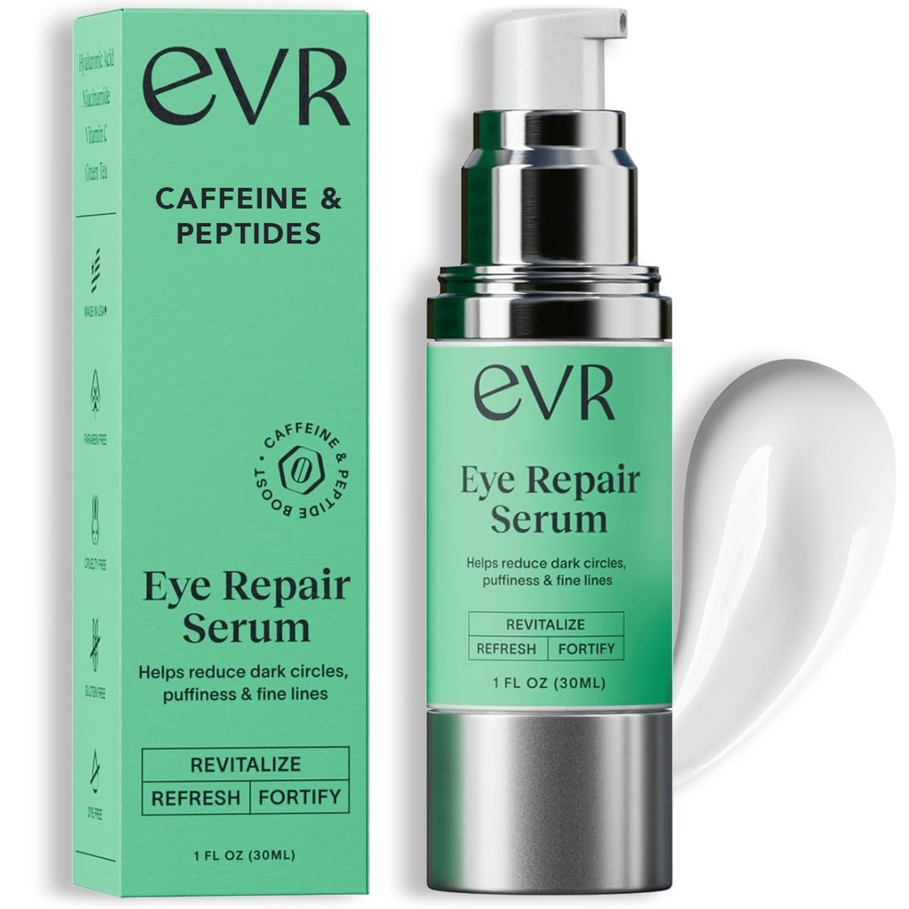Cafeine Eye Cream for Dark Circles Puffiness and Wreaks - Fragance Free - 抗衰老眼科护理敏感皮肤 - 美国为男女制作 - 1 Oz
