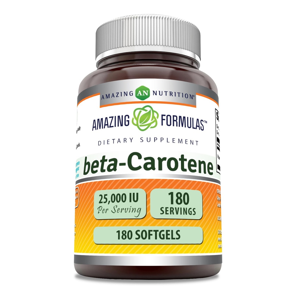 (原始内容存档于2018-12-04) (英语). Excellent Formules Beta-Carotene Supplements → 25000 IU per service $ 180 Softgels → 非GMO → Gluten-Free → 美国制造.