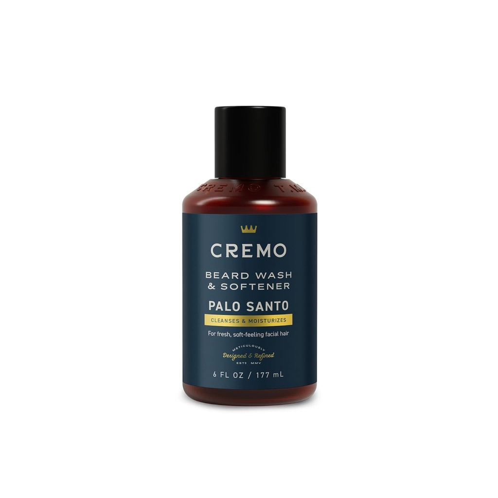 Cremo Palo Santo(保存收藏) 胡子洗涤和软化器、摩擦器、样式和减少长毛的胡子痒,6个流体绿地