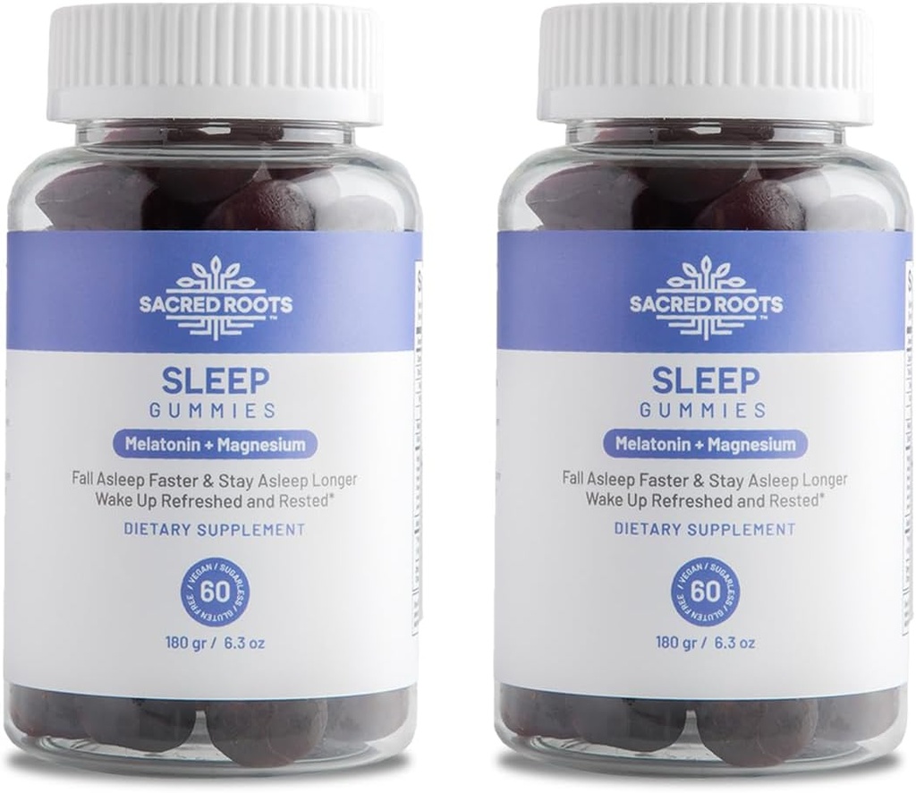 睡眠Gummys - 配有镁支持睡眠的无糖Melatonin Gummys - 天然成份的植物混合物 - Keto, Vegan, Non-GMO & Gluten-Free - 美国制造(60种服务)