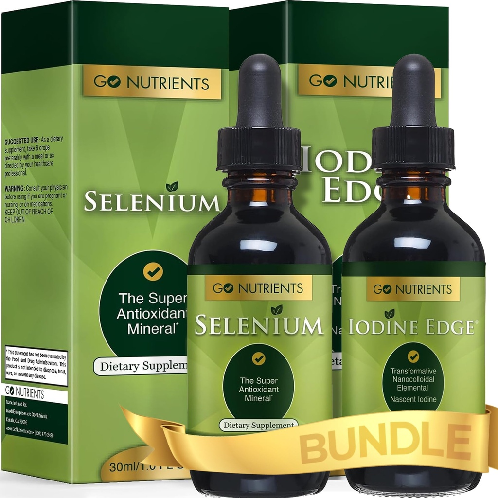 Go Nutrients Selenium 200 mcg 补充 | Go Nutrients Nascent 碘 补充 | 高概率液滴 - 非GMO,无胶体液滴