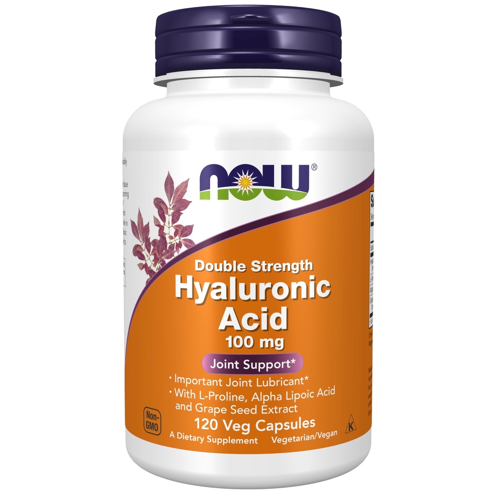 现在食品补充品,Hyaluronic Acid 100 mg,与L-Proline的双强,Alpha Lipoic Acid和葡萄种子提取,120 Veg Capsules