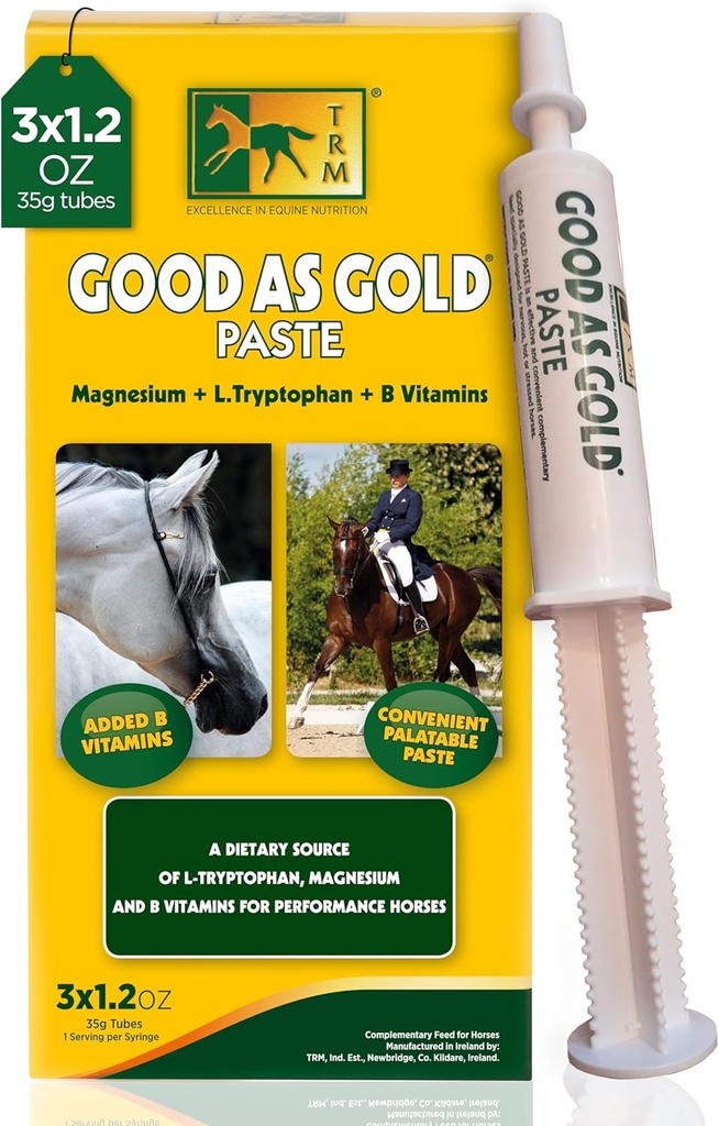 TRM Good as Gold Equine Calming Supplement for Relax and Focus QQ Tryptophan, 镁, B 维生素 - 3 Qty x 1.23 oz (3 Qty x 35g) - 3 Qty x 1.23 oz