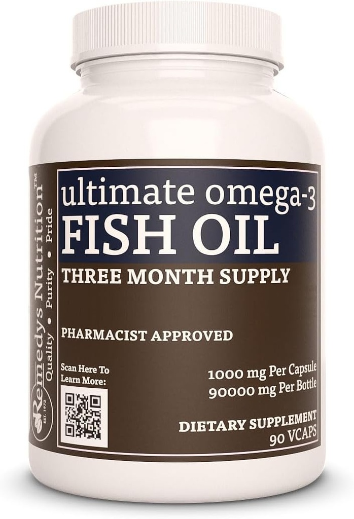 补救措施 营养 Ultimate Omega-3 Fish Oil → 1000 mg, 90 Softgels 饮食补充 → 3个月供应 → EPA, DHA, GLA, ALA, & LA Fatty Acids