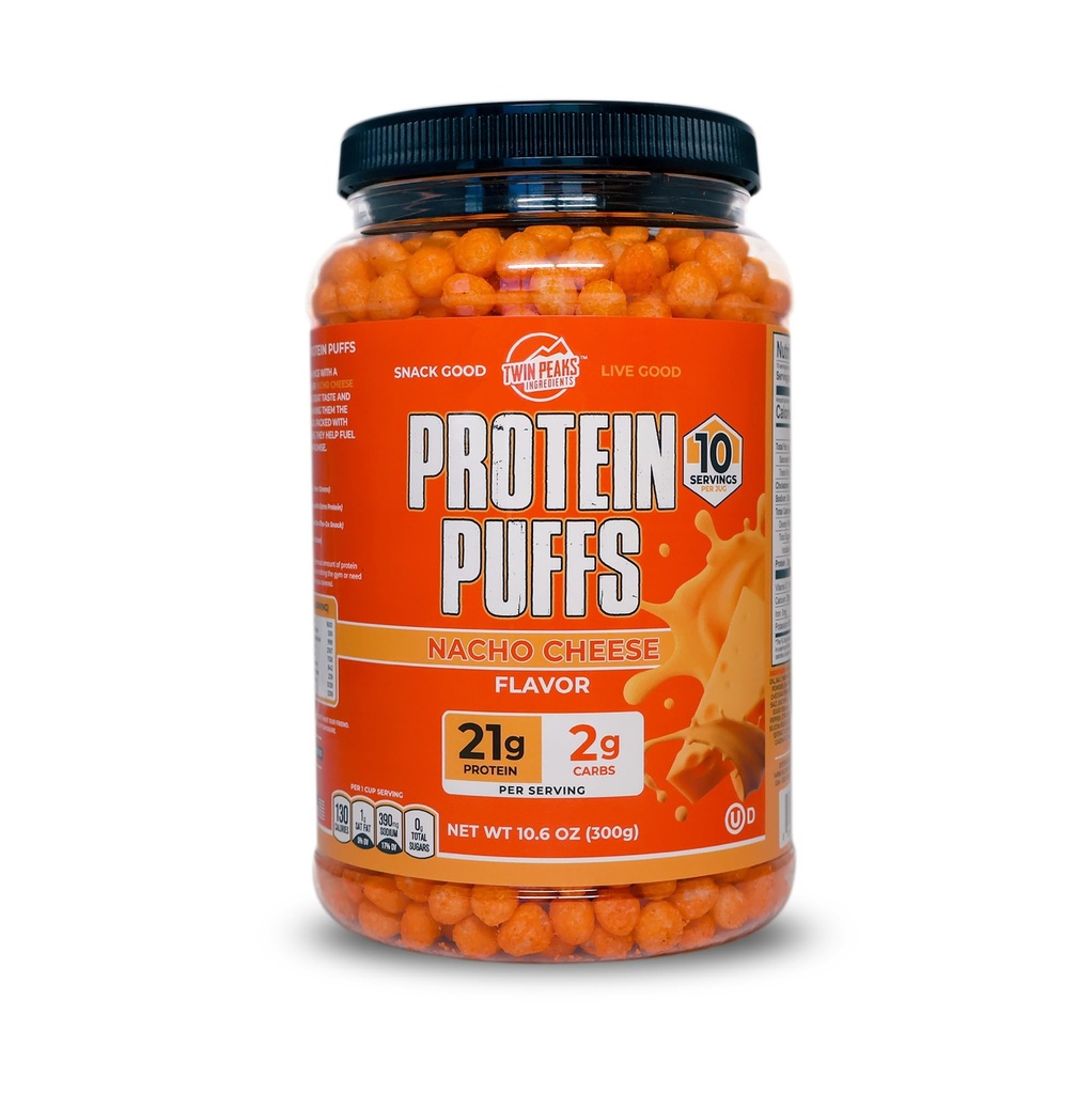 双峰蛋白Puffs - (Nacho Cheese), Keto 友好型, 低卡布斯纳克(300g, 21g 蛋白质, 2g Net Carbs, 高蛋白, 健康crunchy Snack)