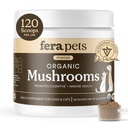Fera Pets Mushroom 配有土耳其尾巴的狗和猫补充剂 - USDA有机体 - 认知和免疫支持 - 增强肝功能 - 支持健康的口服 - 粉末 - 120 Scoops