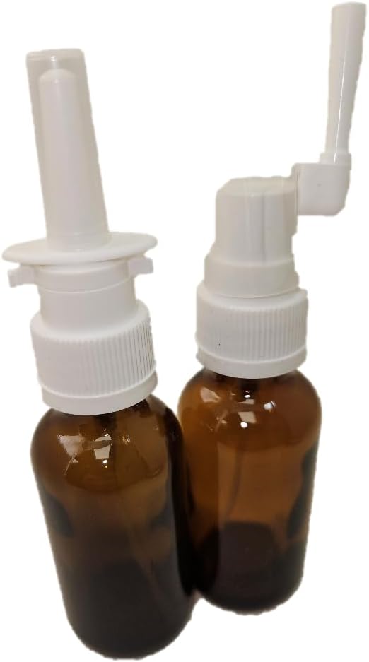 Amber Glass 空鼻和口腔喷洒器,用于Colloidal Silver和Saline应用,空30ml(1oz)2-Pack
