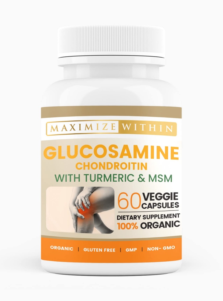 Glucosamine Chondroitin 配有 Turmeric & MSM – 机动性和灵活性支持 – 60 Veggie Capsules
