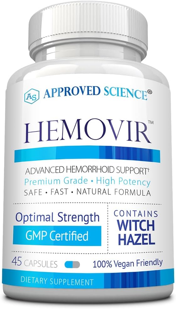 获批科学 Hemovir - 痔疮支持补充 - 巫婆 Hazel,马栗 - 45 Capsules - 1瓶 - Vegan