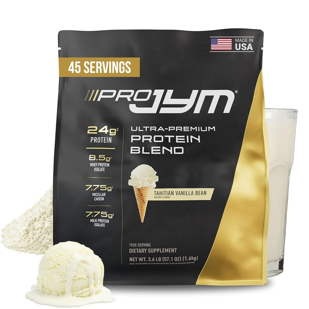Pro JYM Tahitian Vanilla蛋白粉 - Whey蛋白溶液、Casein、和Milk蛋白、Lean Muscle Building for Men & Women, JYM 补充科学,45种服务