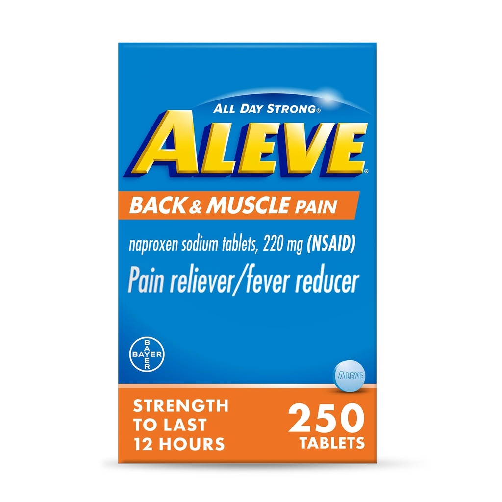 Aleve Back & Muscle 止痛药 Naproxen Sodium 药片、止痛药和减热药,250个
