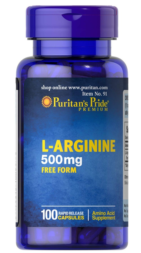 清教徒的骄傲L-Arginine 500毫克,心脏健康支持,100个计数