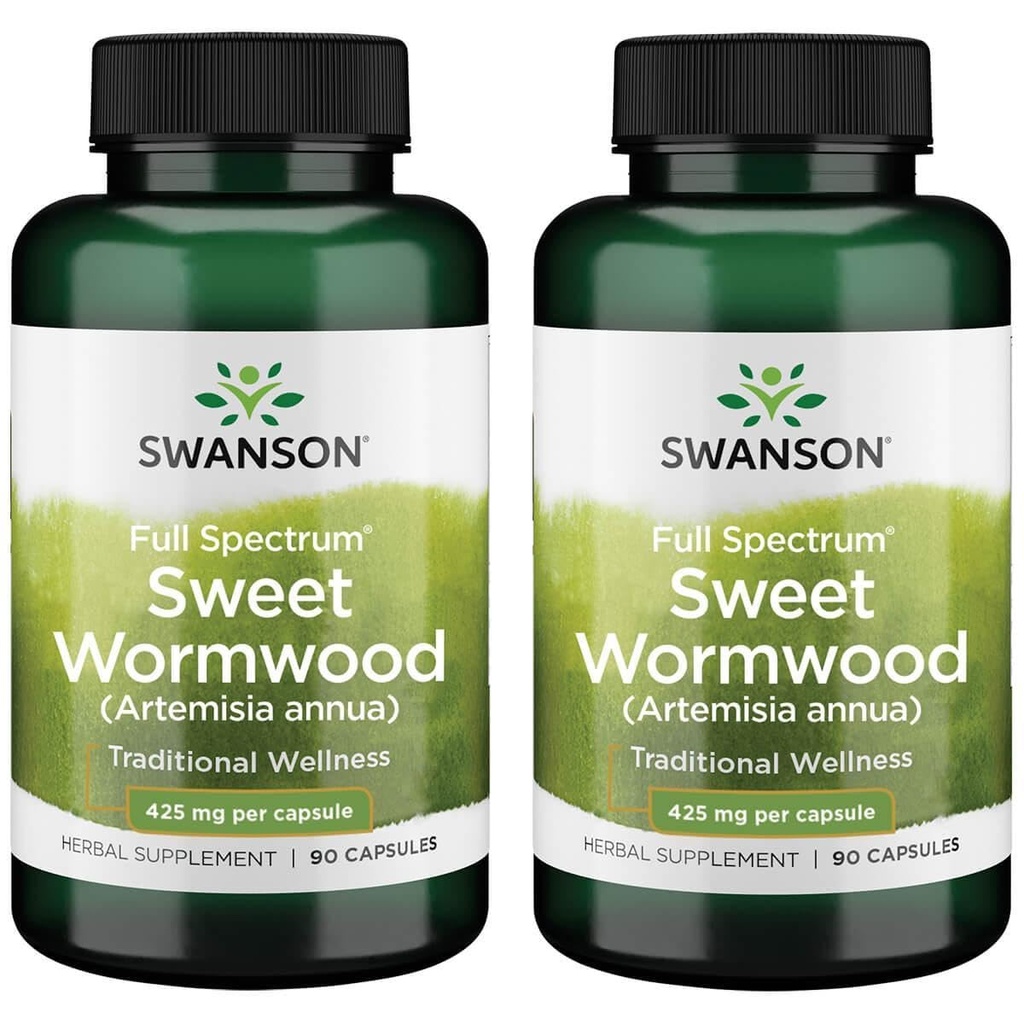 Swanson Sweet Wormwood - 可能促进GI Gut健康,微生物平衡和消化健康支持 - 青蒿素草药补充剂 - (90 Capsules,每包425 mg) 2 Pack