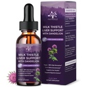 (2 Pack) 牛奶 硝酸盐液滴Silymarin 1000mg,Liver Supplement Detox & Cleanse with Dandelion & Artichoke, 牛奶 硝酸盐有机提取物 支持修理肝脏健康, Vegan, Non-GMO, 1 Fl Oz