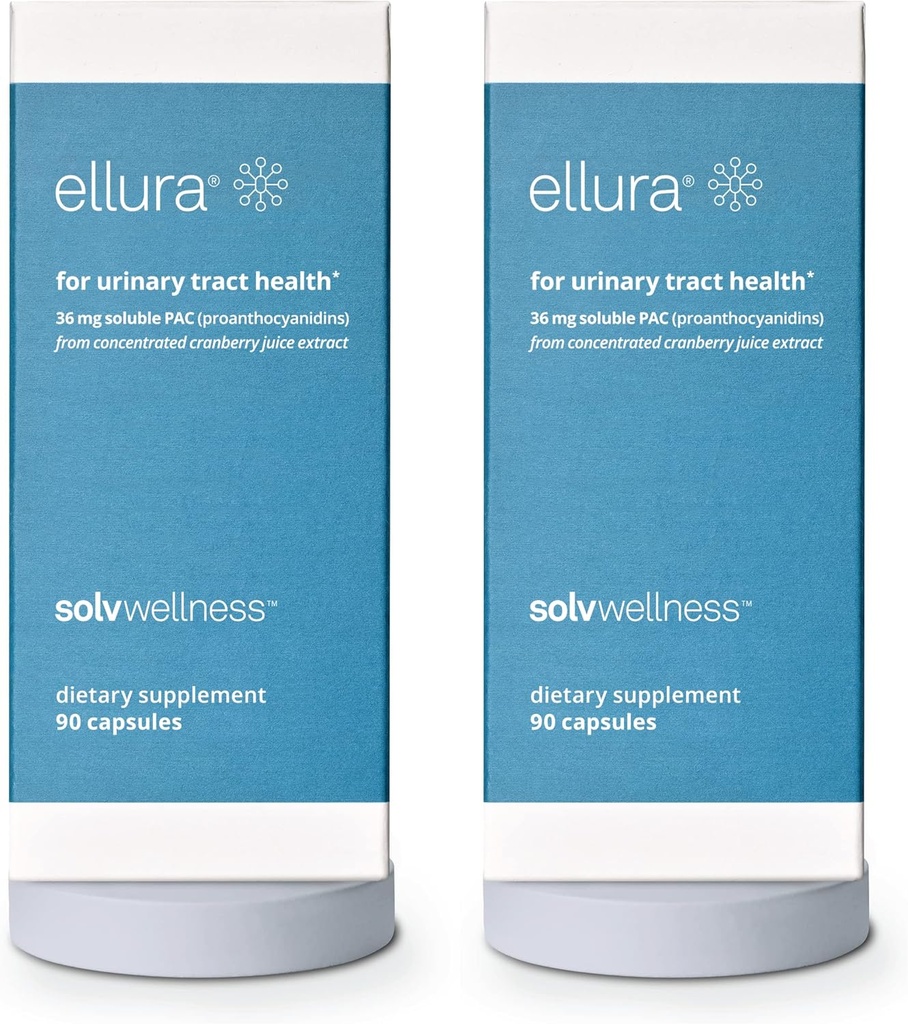 Ellura Solv Wellness 临床证明 Cranberry 补充品:用36毫克100%的生物可用PAC、180卡普尔获得UTI