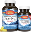 Carlson - 超级DHA宝石,500 mg DHA 补充品,640 mg脂肪酸,野生-捕捉挪威北极鱼油集中,可持续来源的北欧鱼油盖,60+20软胶