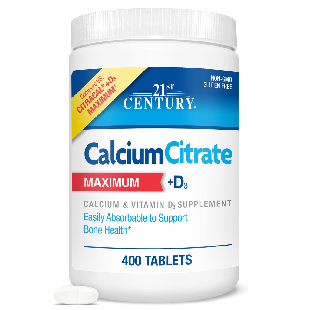 21世纪维生素 钙 Citrate Plus D3 最大平板,400个计数