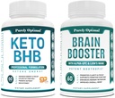 纯粹优化 Keto BHB 外源性 Ketones 补充 + Premium Brain 补充 – 用于焦点,清晰,增强内存,集中和更好的Mood的无线大脑助推器