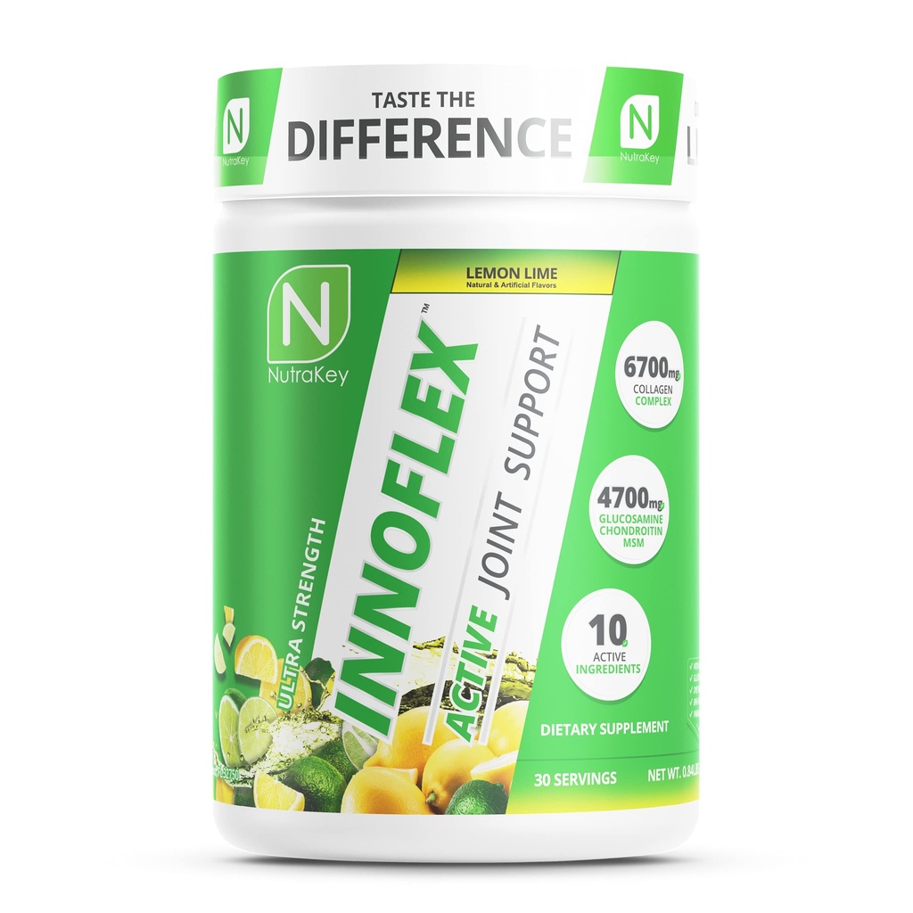 含有Chondroitin、Msm、Hyaluronic酸和Colagen的NutraKey Innoflex Glucosamine, 1500毫克
